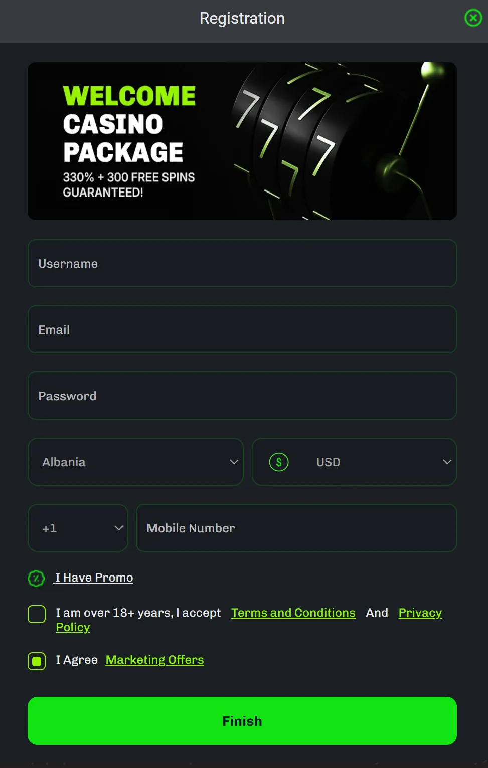 Velobet account creation interface